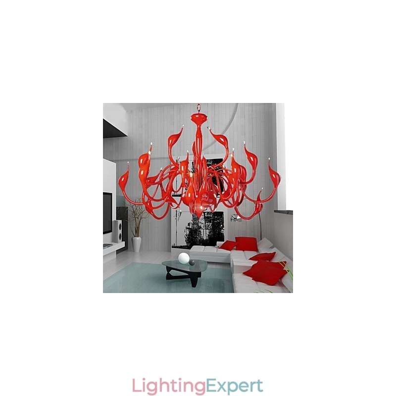 Modern Chandelier Light 24 Lights G4 Red Painting