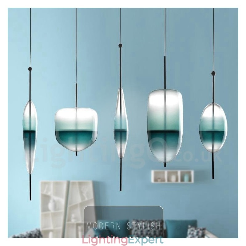 Modern Contemporary Gradient Color Pendant Light with Glass Shade