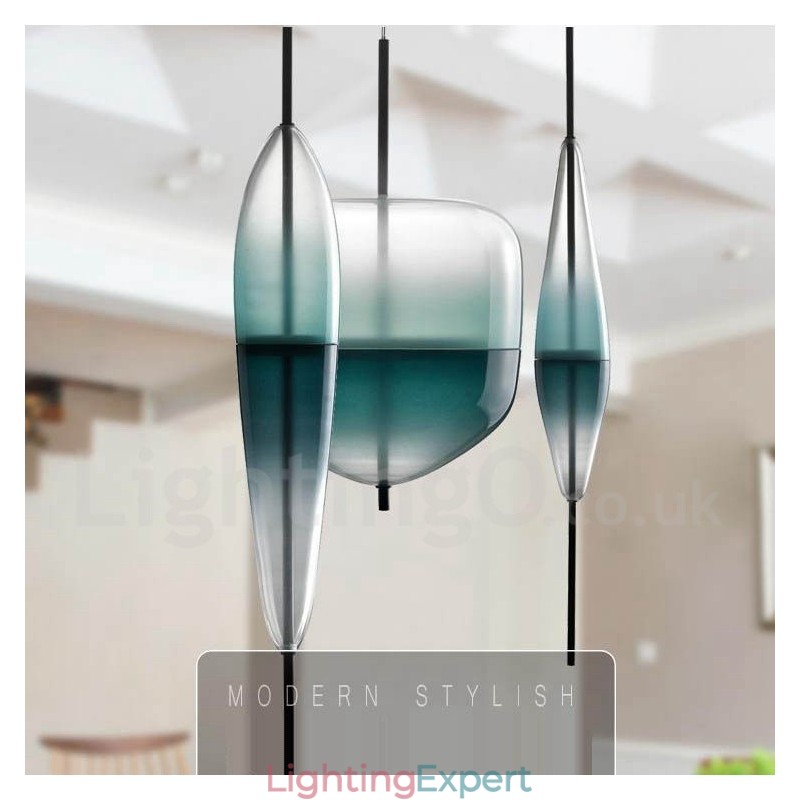 Modern Contemporary Gradient Color Pendant Light with Glass Shade