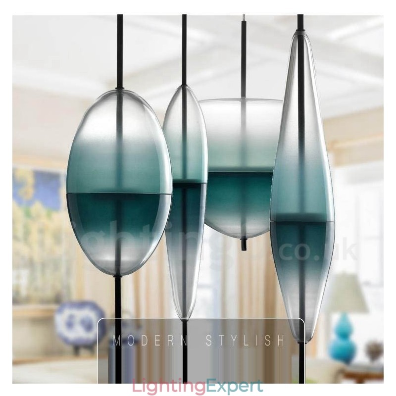 Modern Contemporary Gradient Color Pendant Light with Glass Shade
