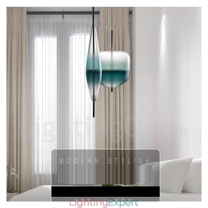 Modern Contemporary Gradient Color Pendant Light with Glass Shade