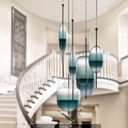 Modern Contemporary Gradient Color Pendant Light with Glass Shade