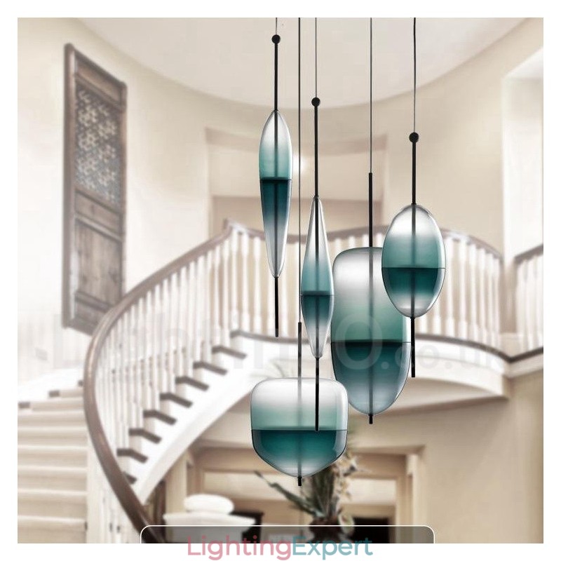 Modern Contemporary Gradient Color Pendant Light with Glass Shade