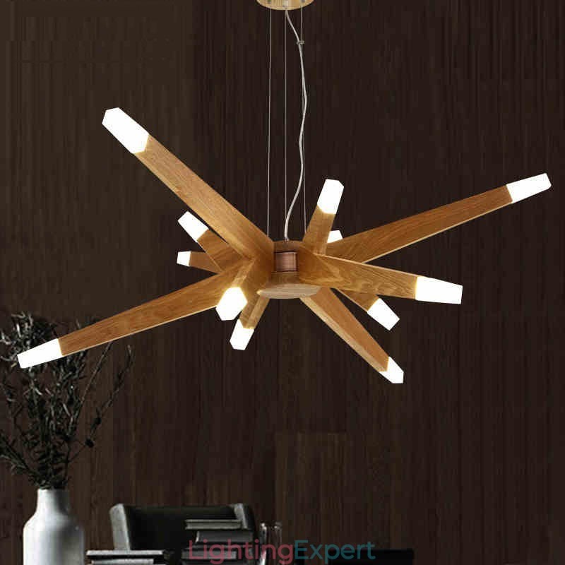 Modern Contemporary Wood 12 Light Pendant Light
