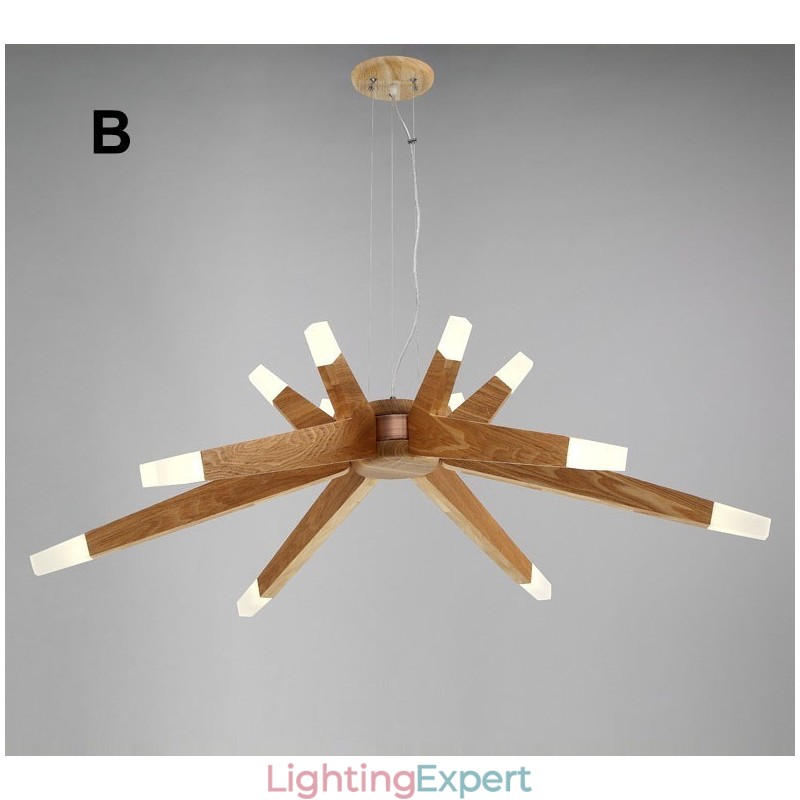 Modern Contemporary Wood 12 Light Pendant Light