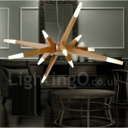 Modern Contemporary Wood 12 Light Pendant Light