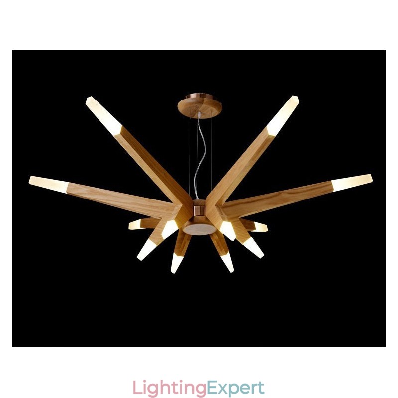 Modern Contemporary Wood 12 Light Pendant Light