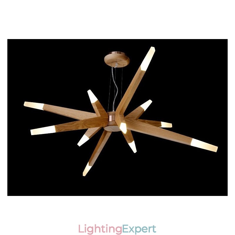 Modern Contemporary Wood 12 Light Pendant Light