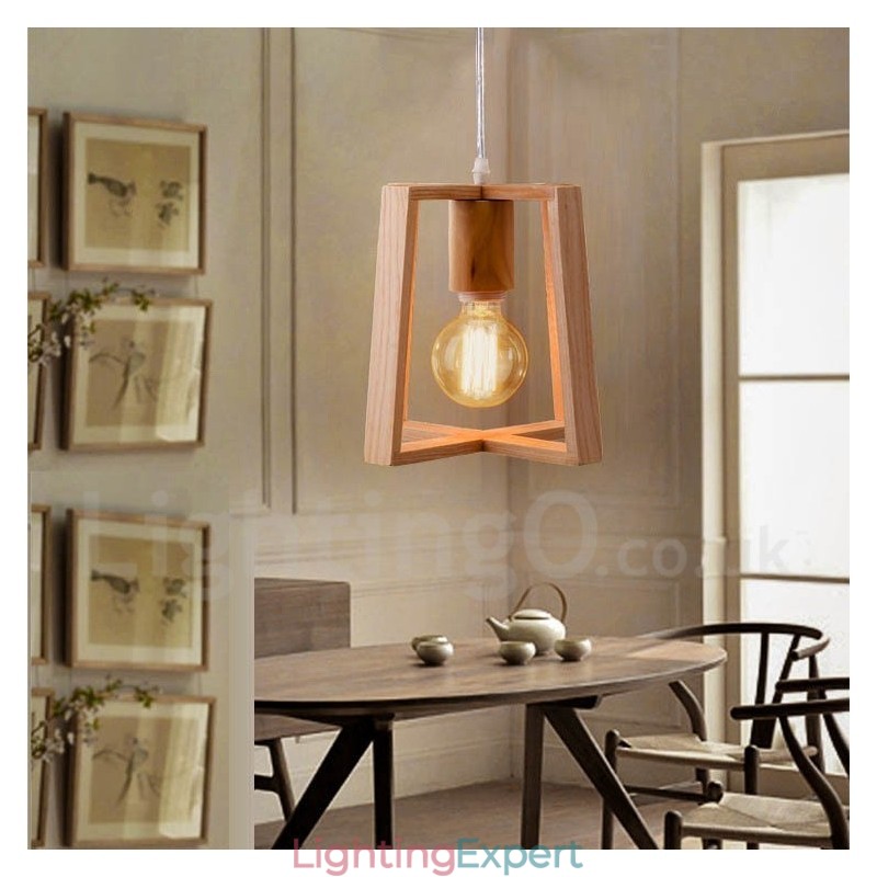 Wooden Modern Contemporary 1 Light Pendant Light