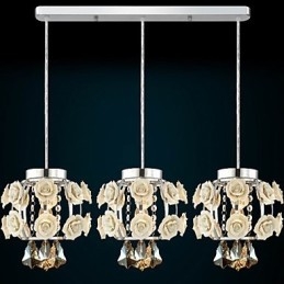 Flowers and Crystal Chandelier Pendant Light