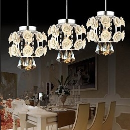 Flowers and Crystal Chandelier Pendant Light