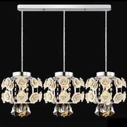 Flowers and Crystal Chandelier Pendant Light