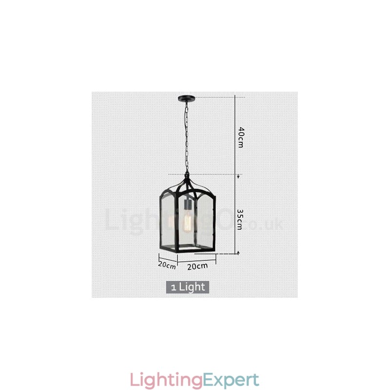 Metal Rustic Lodge Pendant Light with Glass Shade