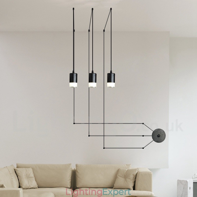 For 3 Light Black Pendant Light with Glass Shade