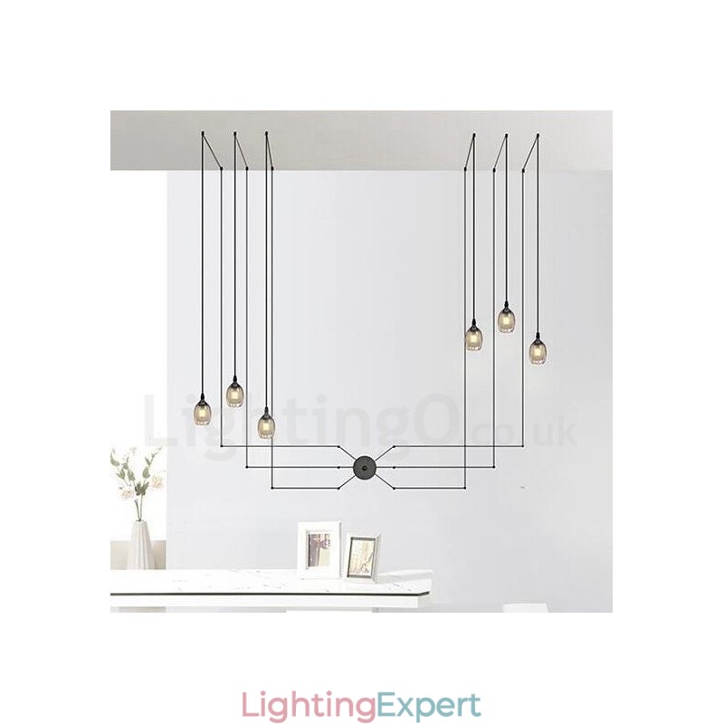 For 6 Light Pendant Light with Glass Shade