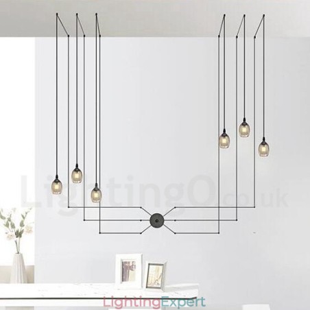 For 6 Light Pendant Light with Glass Shade