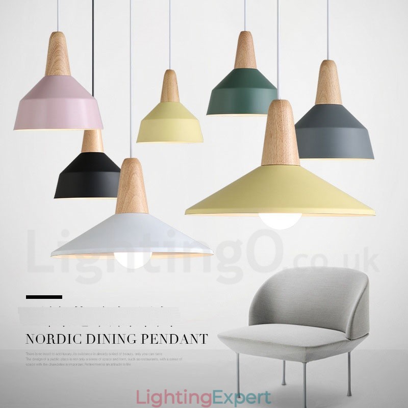 Modern Contemporary Wood Metal Multi Colors Pendant Light