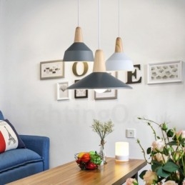 Modern Contemporary Wood Metal Multi Colors Pendant Light
