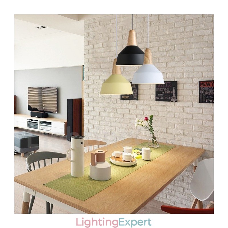 Modern Contemporary Wood Metal Multi Colors Pendant Light