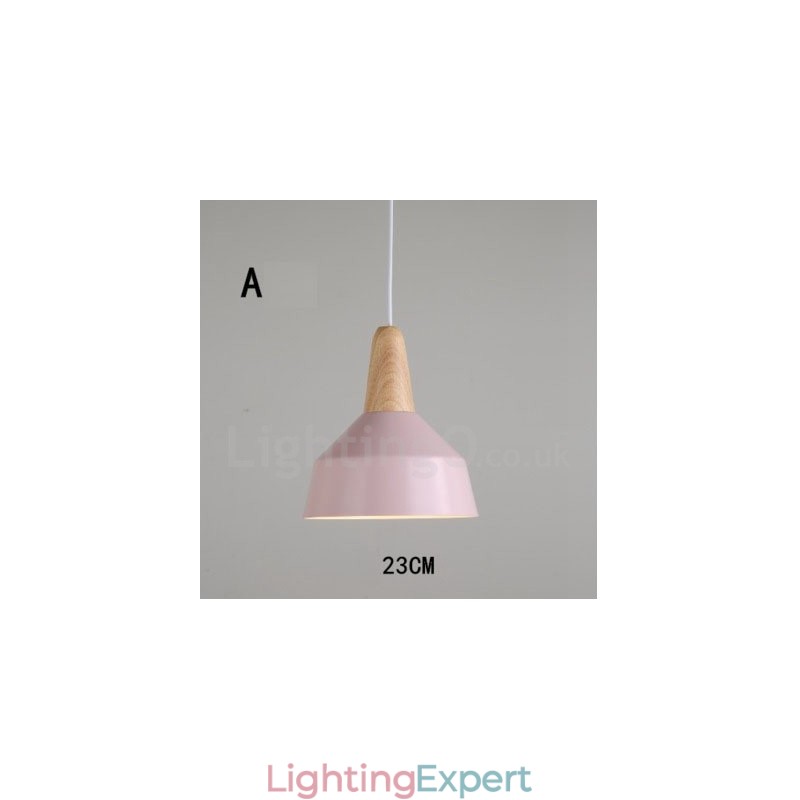 Modern Contemporary Wood Metal Multi Colors Pendant Light