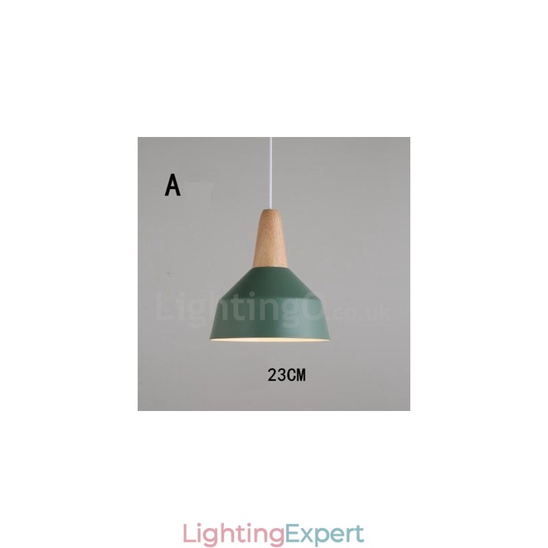 Modern Contemporary Wood Metal Multi Colors Pendant Light