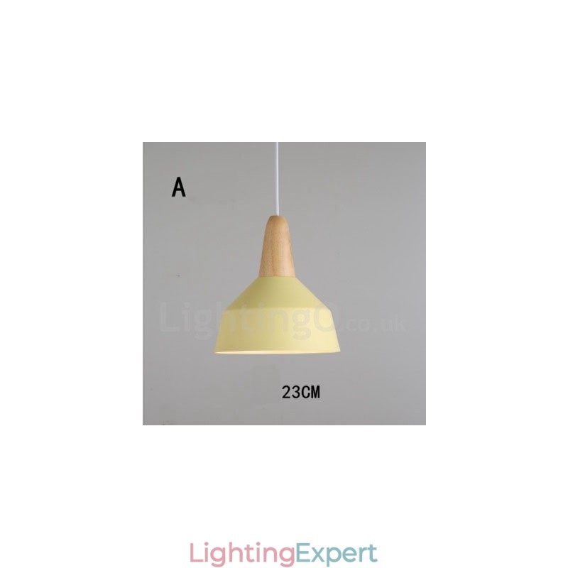 Modern Contemporary Wood Metal Multi Colors Pendant Light