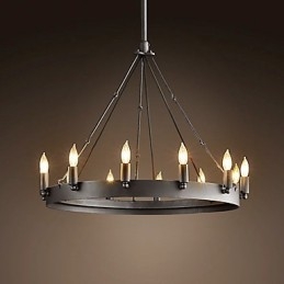 Retro Style Iron Pendent Light with 12 Lights in Candle Feature