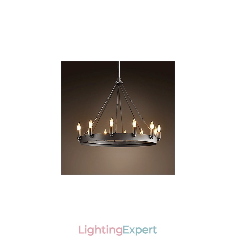 Retro Style Iron Pendent Light with 12 Lights in Candle Feature