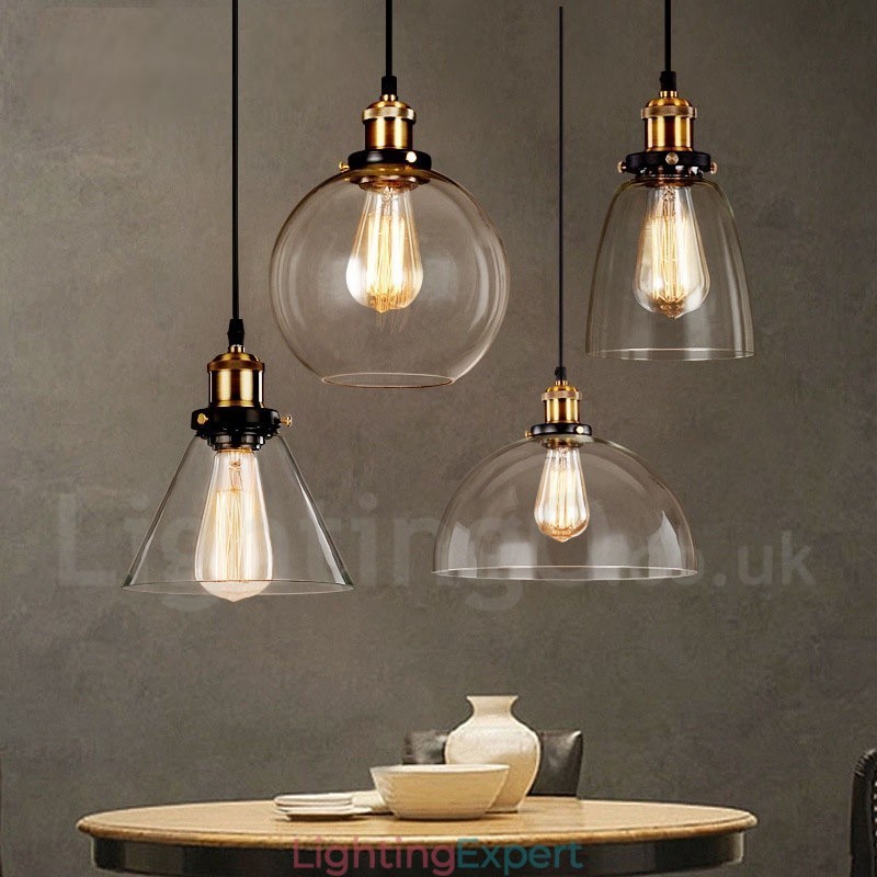 Retro Vintage Pendant Light with Glass Shade Lamp