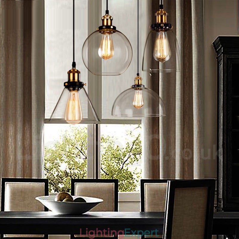 Retro Vintage Pendant Light with Glass Shade Lamp