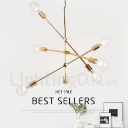 6 Light Copper Chandelier with Glass Shade Lamp