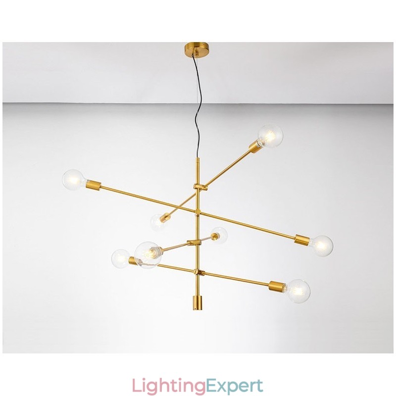 6 Light Copper Chandelier with Glass Shade Lamp