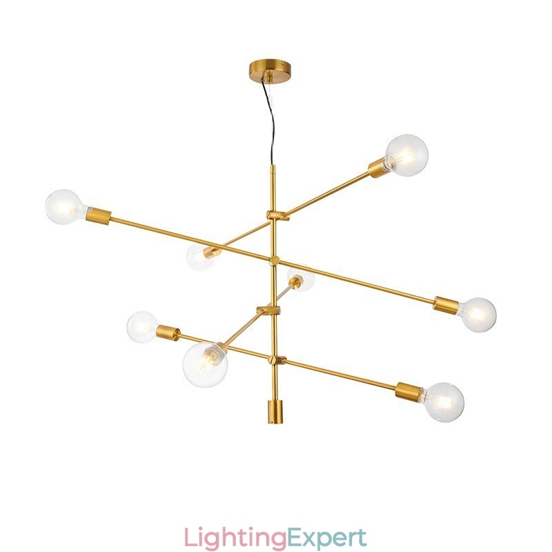 6 Light Copper Chandelier with Glass Shade Lamp