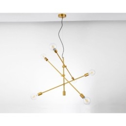6 Light Copper Chandelier with Glass Shade Lamp
