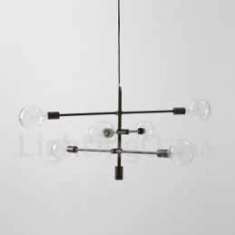 6 Light Copper Chandelier with Glass Shade Lamp