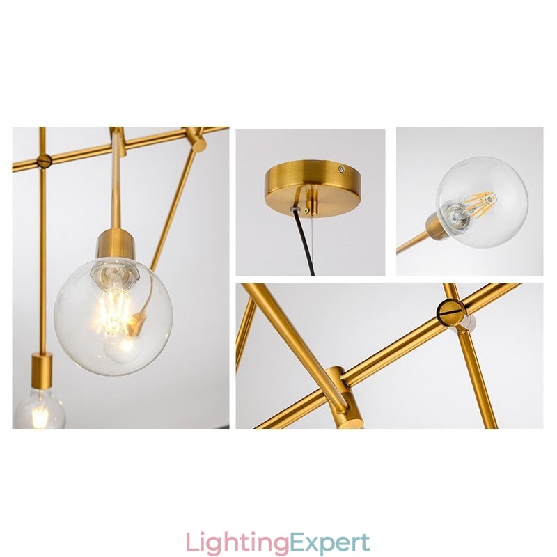 6 Light Copper Chandelier with Glass Shade Lamp