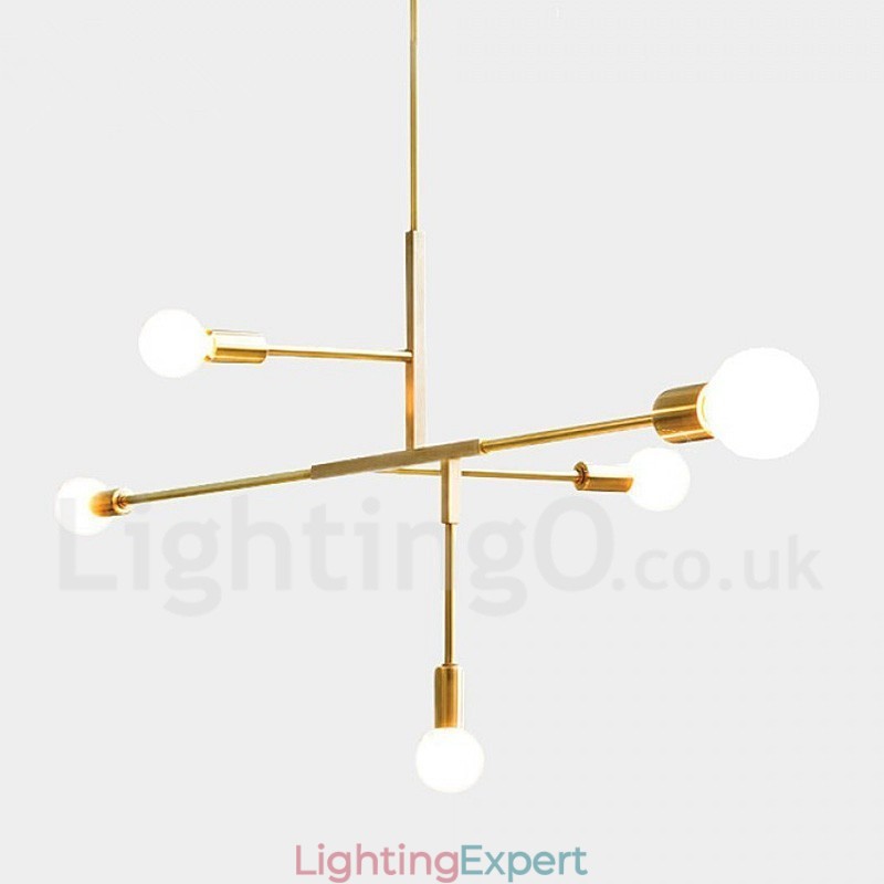 Modern Contemporary Copper 5 Light Chandelier Lamp