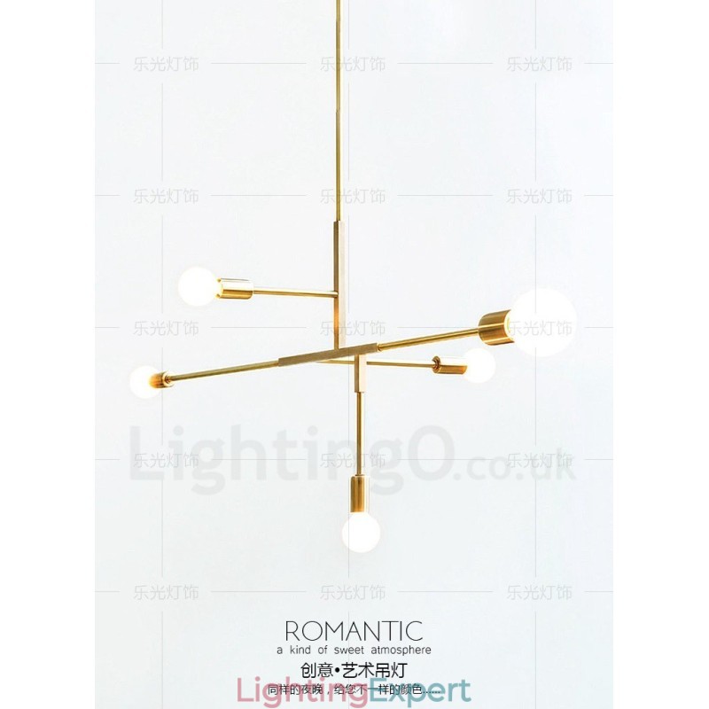 Modern Contemporary Copper 5 Light Chandelier Lamp