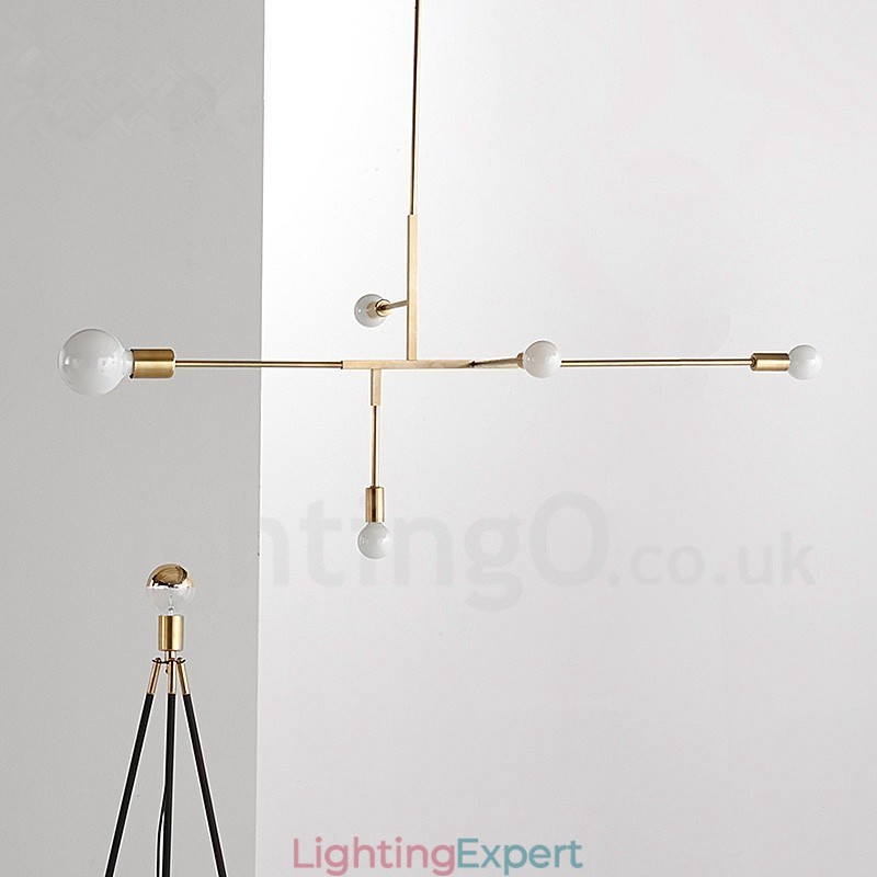 Modern Contemporary Copper 5 Light Chandelier Lamp