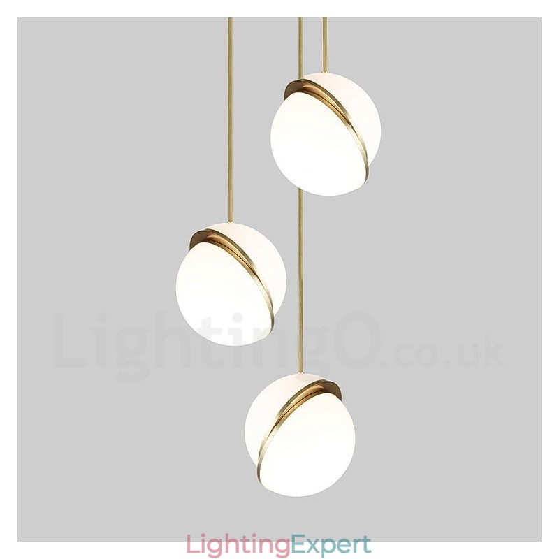 Modern Contemporary Copper Pendant Light with Glass Shade Lamp