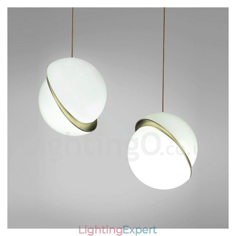 Modern Contemporary Copper Pendant Light with Glass Shade Lamp