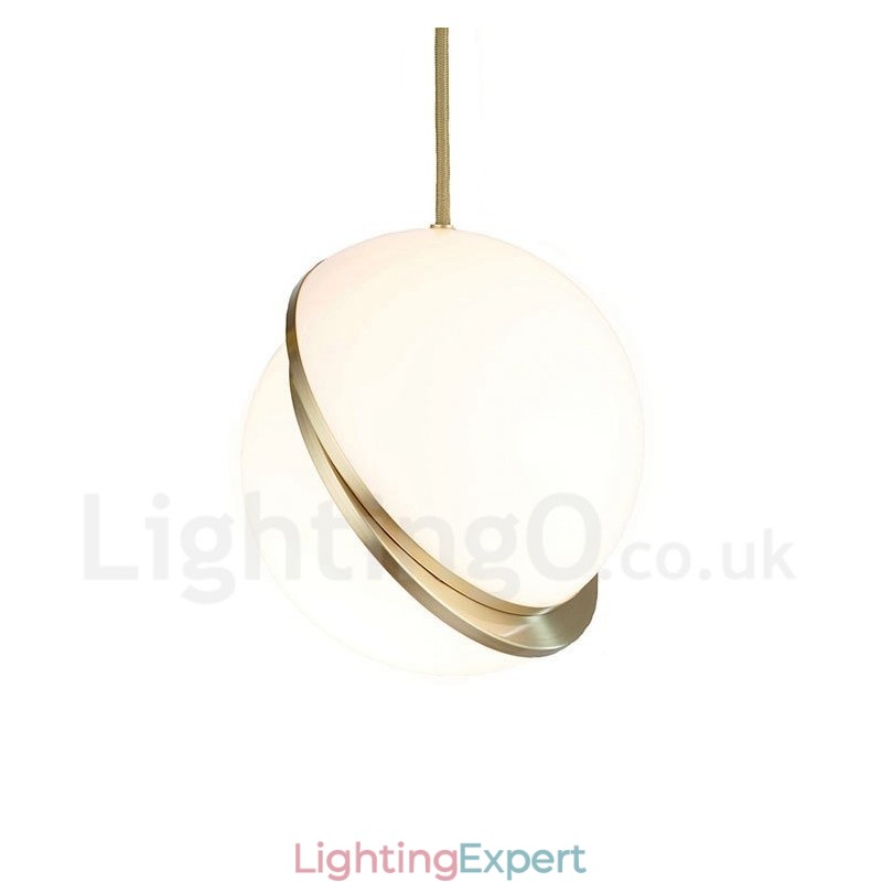 Modern Contemporary Copper Pendant Light with Glass Shade Lamp