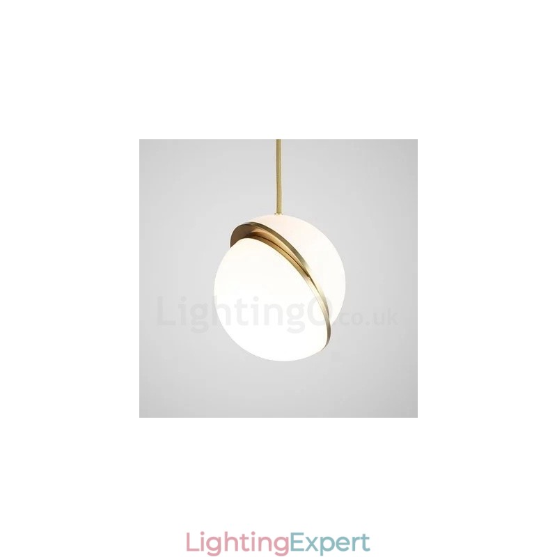 Modern Contemporary Copper Pendant Light with Glass Shade Lamp