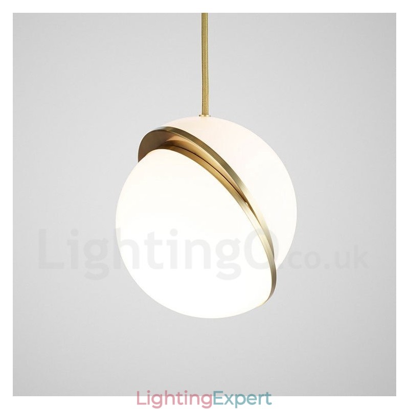 Modern Contemporary Copper Pendant Light with Glass Shade Lamp