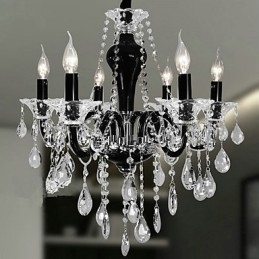 6 Light Crystal Chandelier in Black Design Accent