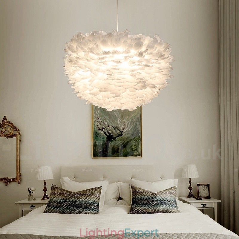 White Feather Pendant Light
