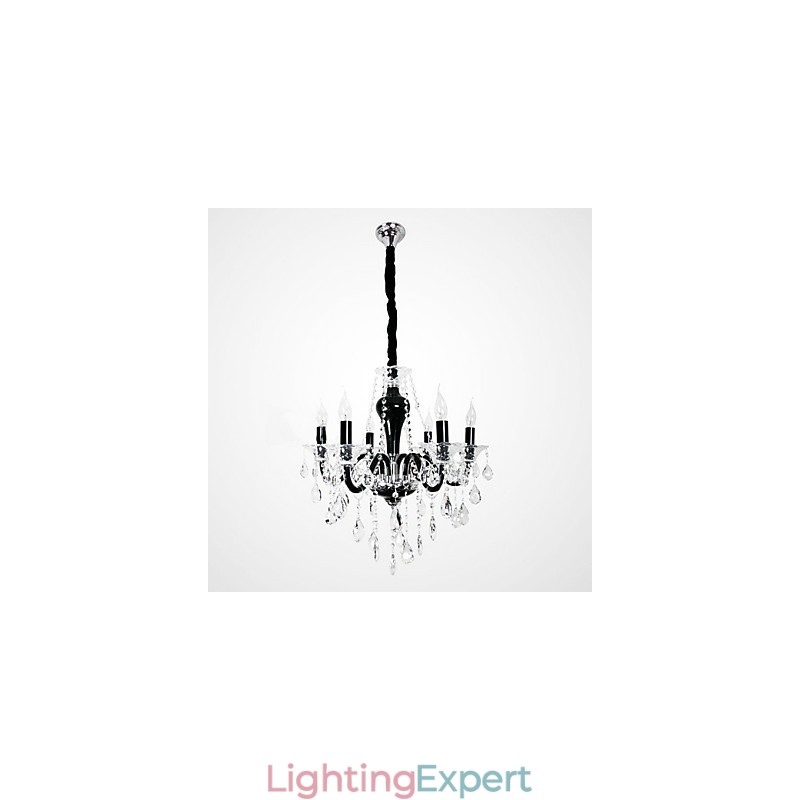 6 Light Crystal Chandelier in Black Design Accent