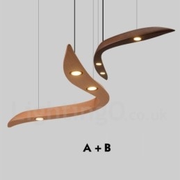 Modern Contemporary Wood 3 Light Pendant Light
