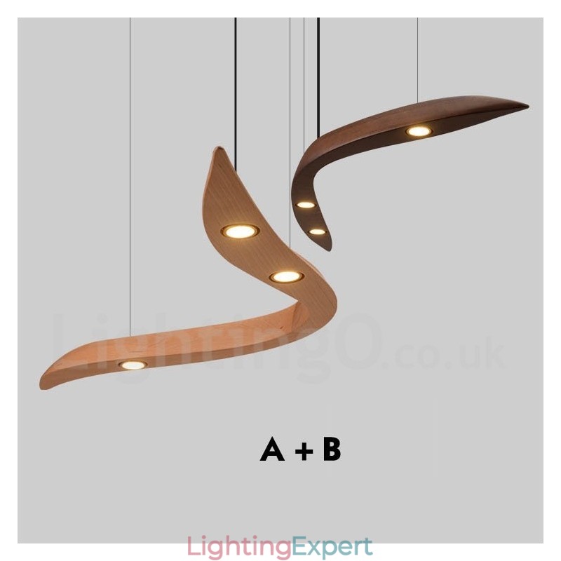 Modern Contemporary Wood 3 Light Pendant Light