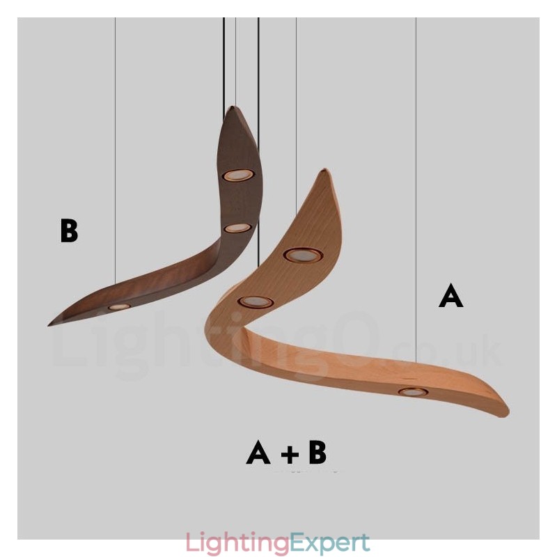 Modern Contemporary Wood 3 Light Pendant Light